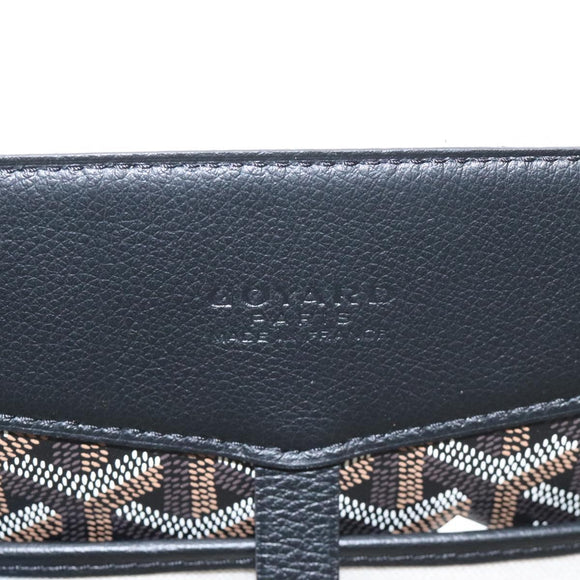 GOYARD Herringbone Zizalban Document Case PVC Leather Black Silver Auth sw388SM