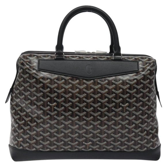 GOYARD Herringbone Zizalban Document Case PVC Leather Black Silver Auth sw388SM