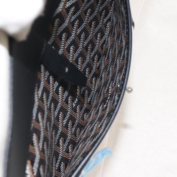 GOYARD Herringbone Zizalban Document Case PVC Leather Black Silver Auth sw388SM