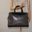 GOYARD Herringbone Zizalban Document Case PVC Leather Black Silver Auth sw388SM-21