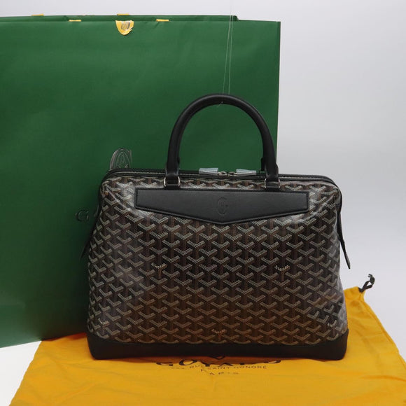 GOYARD Herringbone Zizalban Document Case PVC Leather Black Silver Auth sw388SM