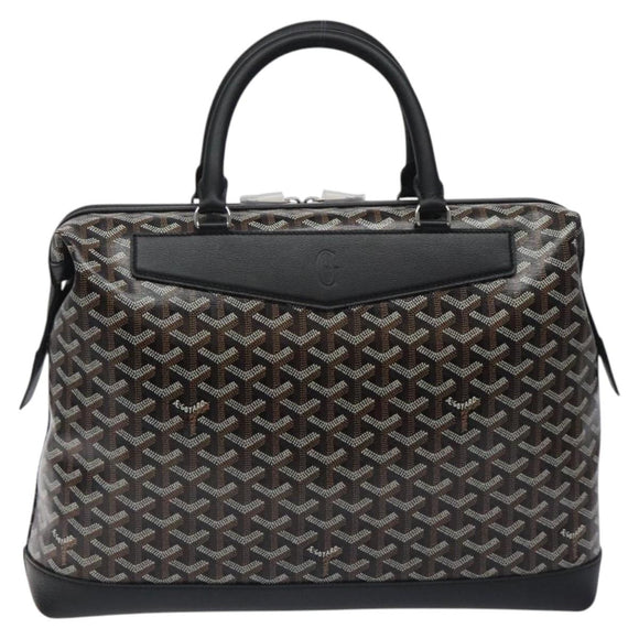 GOYARD Herringbone Zizalban Document Case PVC Leather Black Silver Auth sw388SM