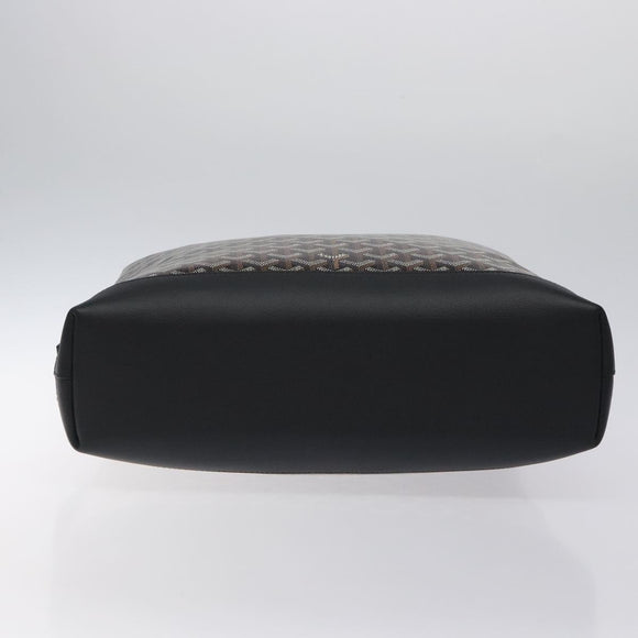 GOYARD Herringbone Zizalban Document Case PVC Leather Black Silver Auth sw388SM