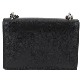 PRADA Chain Card Case Safiano leather Black Auth sw390AM - 0