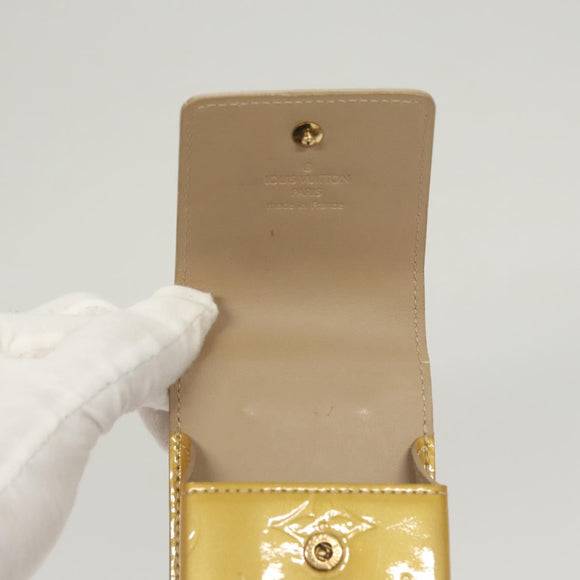 LOUIS VUITTON Monogram Vernis Green Cigarette Case Beige M91048 LV Auth sw408