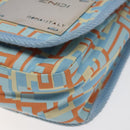 FENDI Shoulder Bag Canvas Light Blue Silver Auth sw413-15