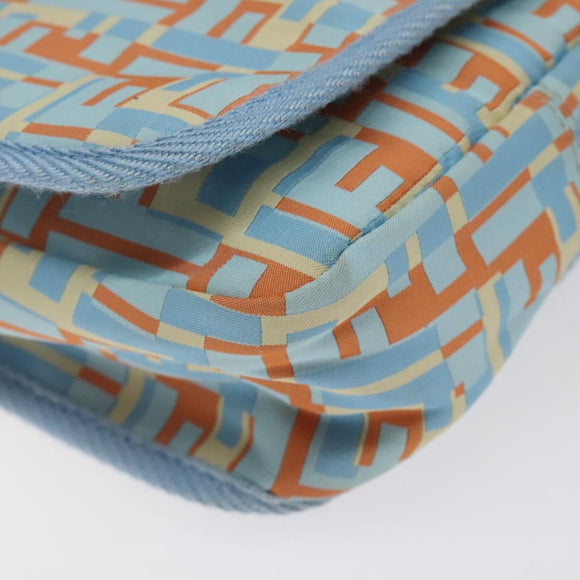 FENDI Shoulder Bag Canvas Light Blue Silver Auth sw413