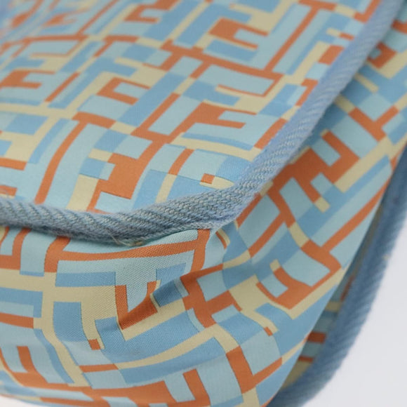 FENDI Shoulder Bag Canvas Light Blue Silver Auth sw413