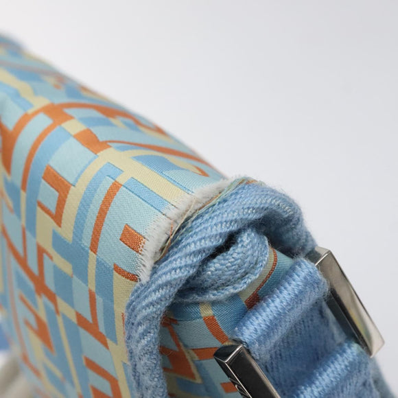 FENDI Shoulder Bag Canvas Light Blue Silver Auth sw413