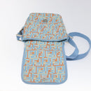 FENDI Shoulder Bag Canvas Light Blue Silver Auth sw413-20