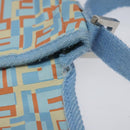 FENDI Shoulder Bag Canvas Light Blue Silver Auth sw413-10