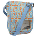 FENDI Shoulder Bag Canvas Light Blue Silver Auth sw413-1