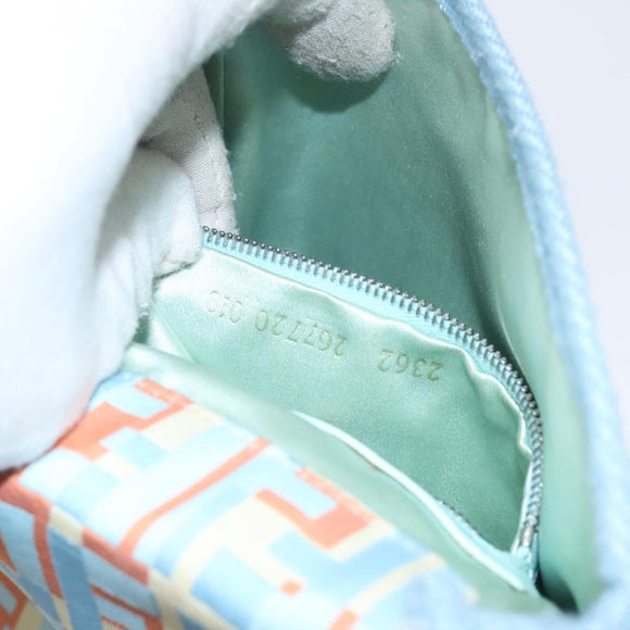 FENDI Shoulder Bag Canvas Light Blue Silver Auth sw413