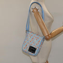 FENDI Shoulder Bag Canvas Light Blue Silver Auth sw413-25