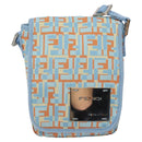 FENDI Shoulder Bag Canvas Light Blue Silver Auth sw413-13