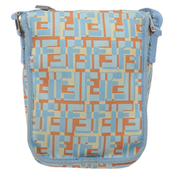 FENDI Shoulder Bag Canvas Light Blue Silver Auth sw413 - 0