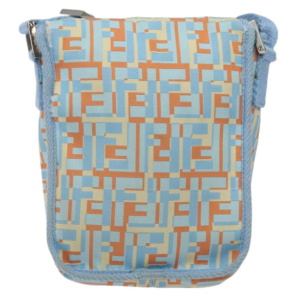 FENDI Shoulder Bag Canvas Light Blue Silver Auth sw413