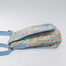 FENDI Shoulder Bag Canvas Light Blue Silver Auth sw413-4