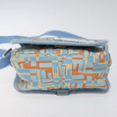 FENDI Shoulder Bag Canvas Light Blue Silver Auth sw413-5