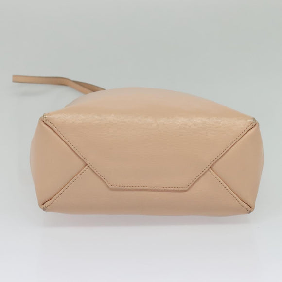 CELINE Vertical Cavas Hand Bag Leather 2way Pink Gold Auth sw418