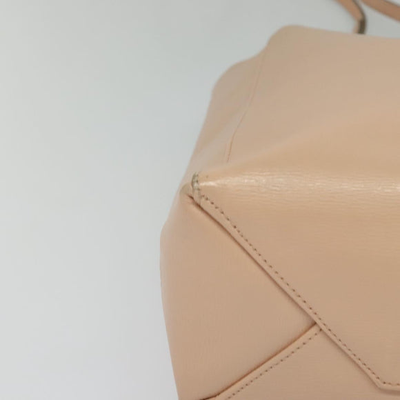 CELINE Vertical Cavas Hand Bag Leather 2way Pink Gold Auth sw418