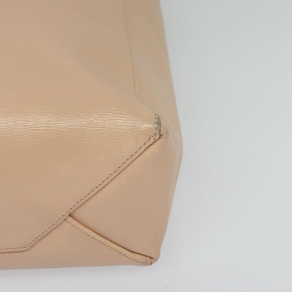 CELINE Vertical Cavas Hand Bag Leather 2way Pink Gold Auth sw418