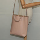 CELINE Vertical Cavas Hand Bag Leather 2way Pink Gold Auth sw418-22