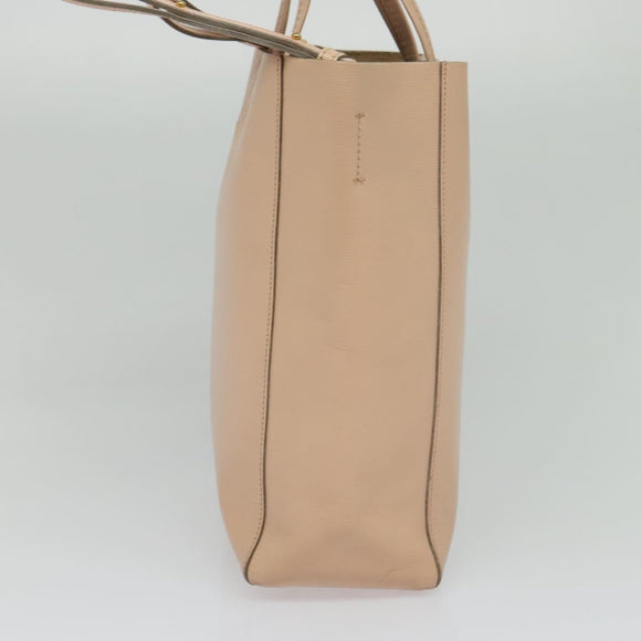 CELINE Vertical Cavas Hand Bag Leather 2way Pink Gold Auth sw418