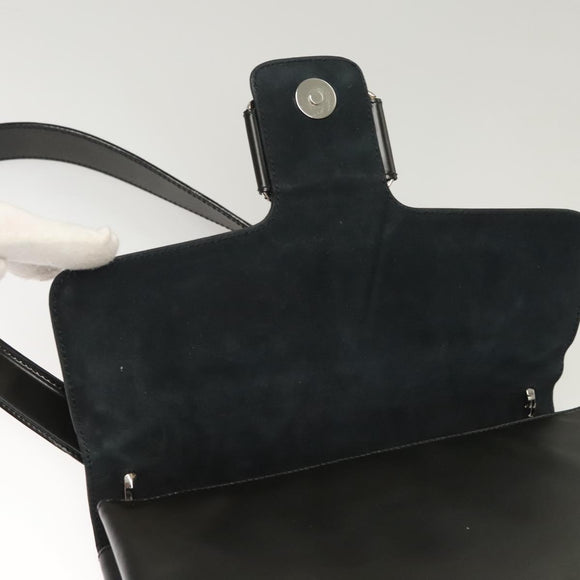 Salvatore Ferragamo Vala Shoulder Bag Leather Black Silver Auth sw419