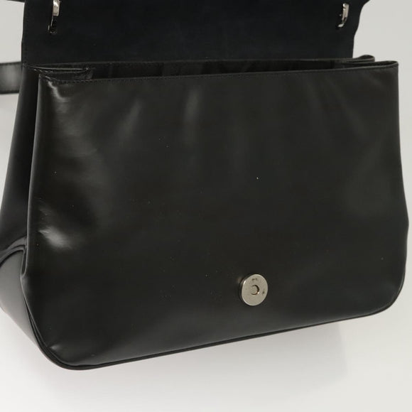 Salvatore Ferragamo Vala Shoulder Bag Leather Black Silver Auth sw419