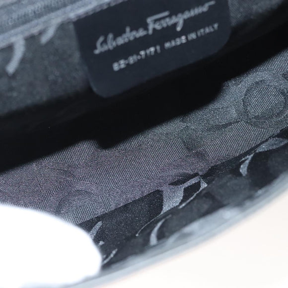 Salvatore Ferragamo Vala Shoulder Bag Leather Black Silver Auth sw419