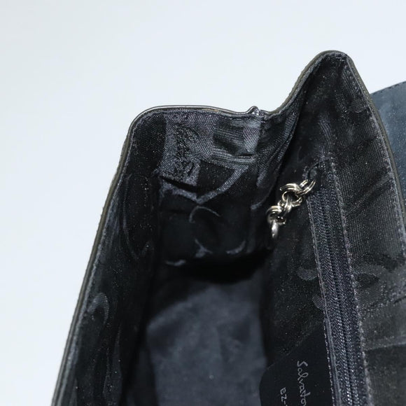 Salvatore Ferragamo Vala Shoulder Bag Leather Black Silver Auth sw419