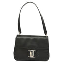 Salvatore Ferragamo Vala Shoulder Bag Leather Black Silver Auth sw419-13