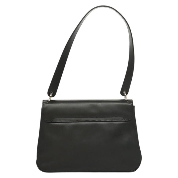 Salvatore Ferragamo Vala Shoulder Bag Leather Black Silver Auth sw419