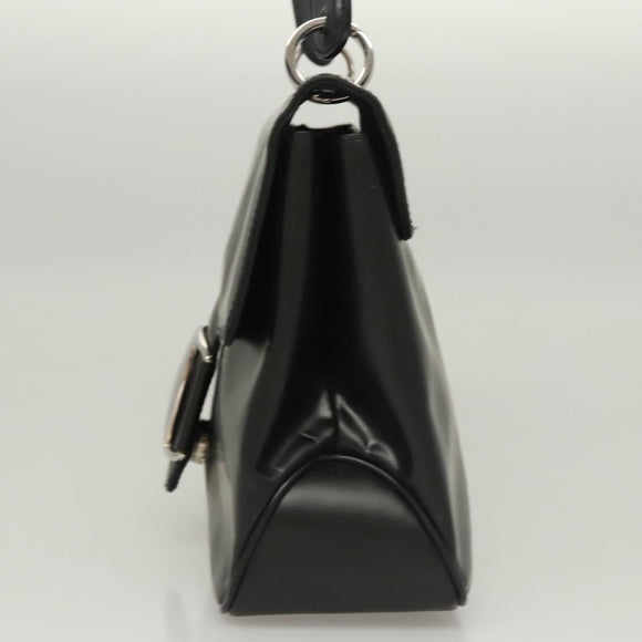 Salvatore Ferragamo Vala Shoulder Bag Leather Black Silver Auth sw419