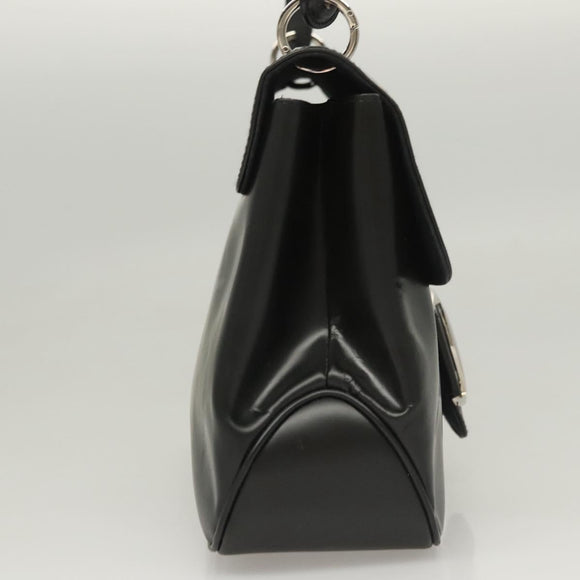 Salvatore Ferragamo Vala Shoulder Bag Leather Black Silver Auth sw419