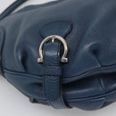 Salvatore Ferragamo Gancini Hand Bag Leather Blue Silver Auth sw420-14