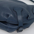Salvatore Ferragamo Gancini Hand Bag Leather Blue Silver Auth sw420-15