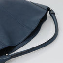 Salvatore Ferragamo Gancini Hand Bag Leather Blue Silver Auth sw420-7