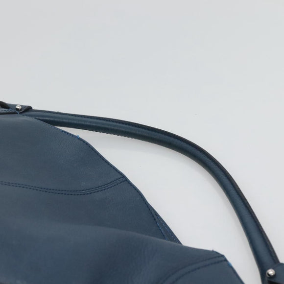 Salvatore Ferragamo Gancini Hand Bag Leather Blue Silver Auth sw420