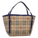 BURBERRY Nova Check Tote Bag PVC Beige Gold Auth sw421-1