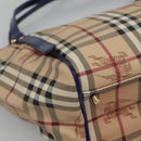 BURBERRY Nova Check Tote Bag PVC Beige Gold Auth sw421-14