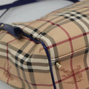 BURBERRY Nova Check Tote Bag PVC Beige Gold Auth sw421-16