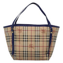 BURBERRY Nova Check Tote Bag PVC Beige Gold Auth sw421-13