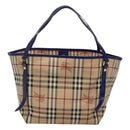 BURBERRY Nova Check Tote Bag PVC Beige Gold Auth sw421-2