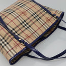 BURBERRY Nova Check Tote Bag PVC Beige Gold Auth sw421-6