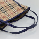 BURBERRY Nova Check Tote Bag PVC Beige Gold Auth sw421-7
