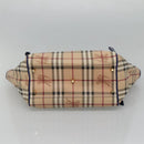 BURBERRY Nova Check Tote Bag PVC Beige Gold Auth sw421-5