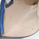 LOEWE Anagram Clutch Bag Leather Blue Gold Auth sw422-11