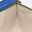 LOEWE Anagram Clutch Bag Leather Blue Gold Auth sw422-17